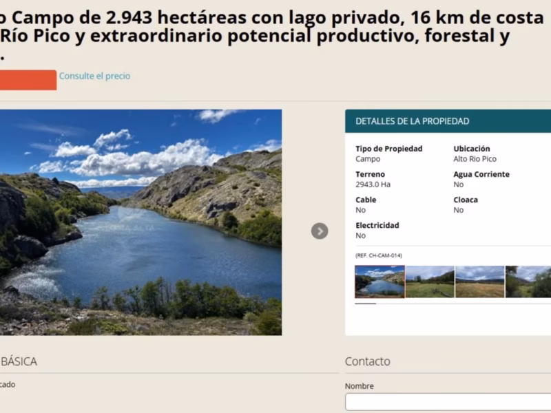 Ley de Tierras: una inmobiliaria aprovechó el vacío legal para ofrecer un campo con lago privado en Chubut